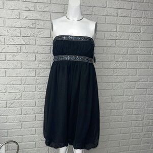 London Times Women Black Sequined Strapless Cocktail Dress Size 10 NWT